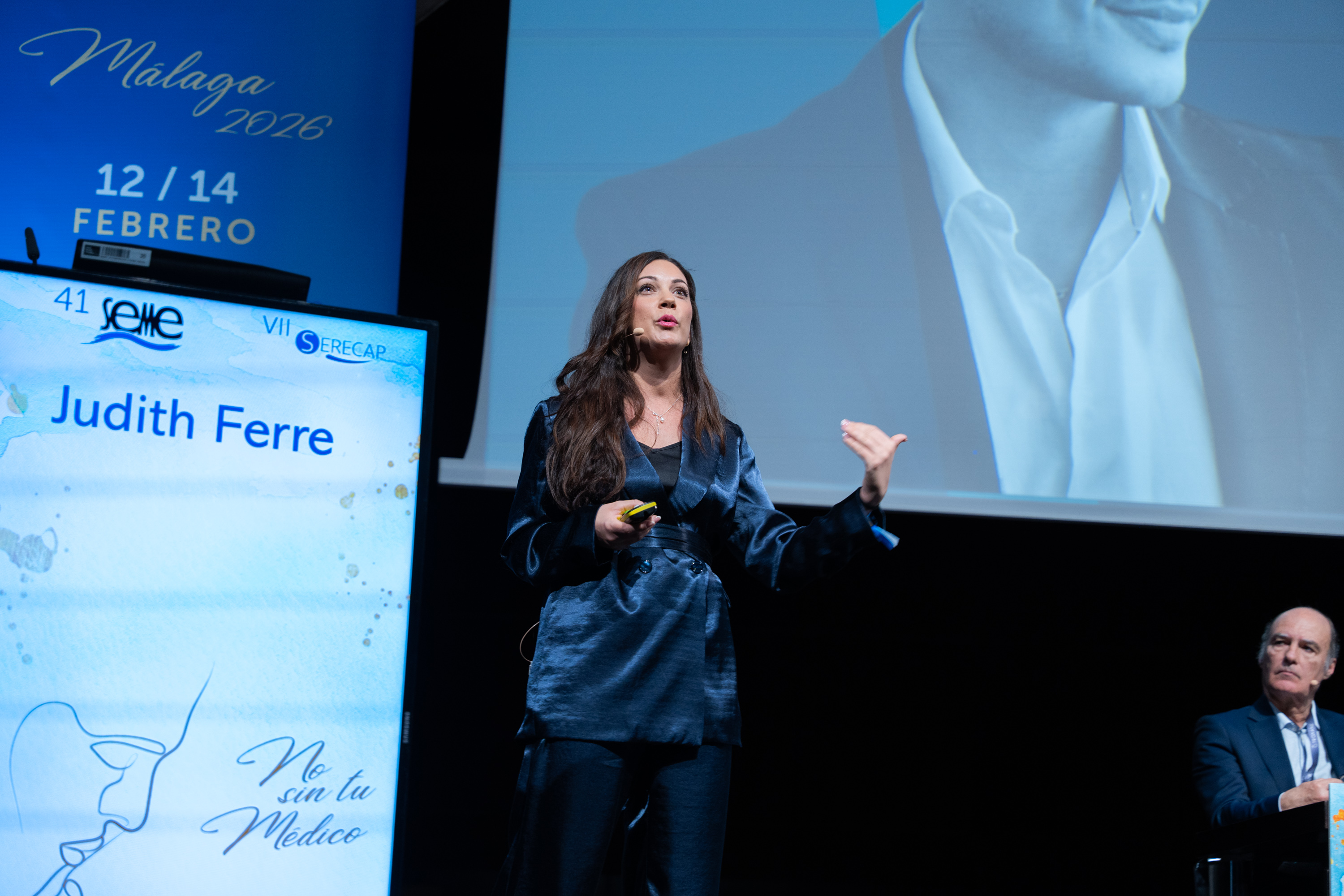 Dra. Judith Ferré presenting at SEME congress, Málaga 2026. Scientific authority and brand positioning.